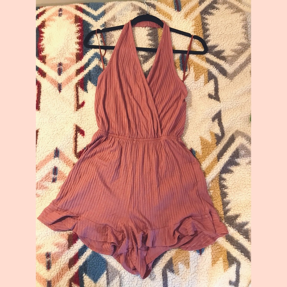 One Clothing Mauve Halter Top Romper
